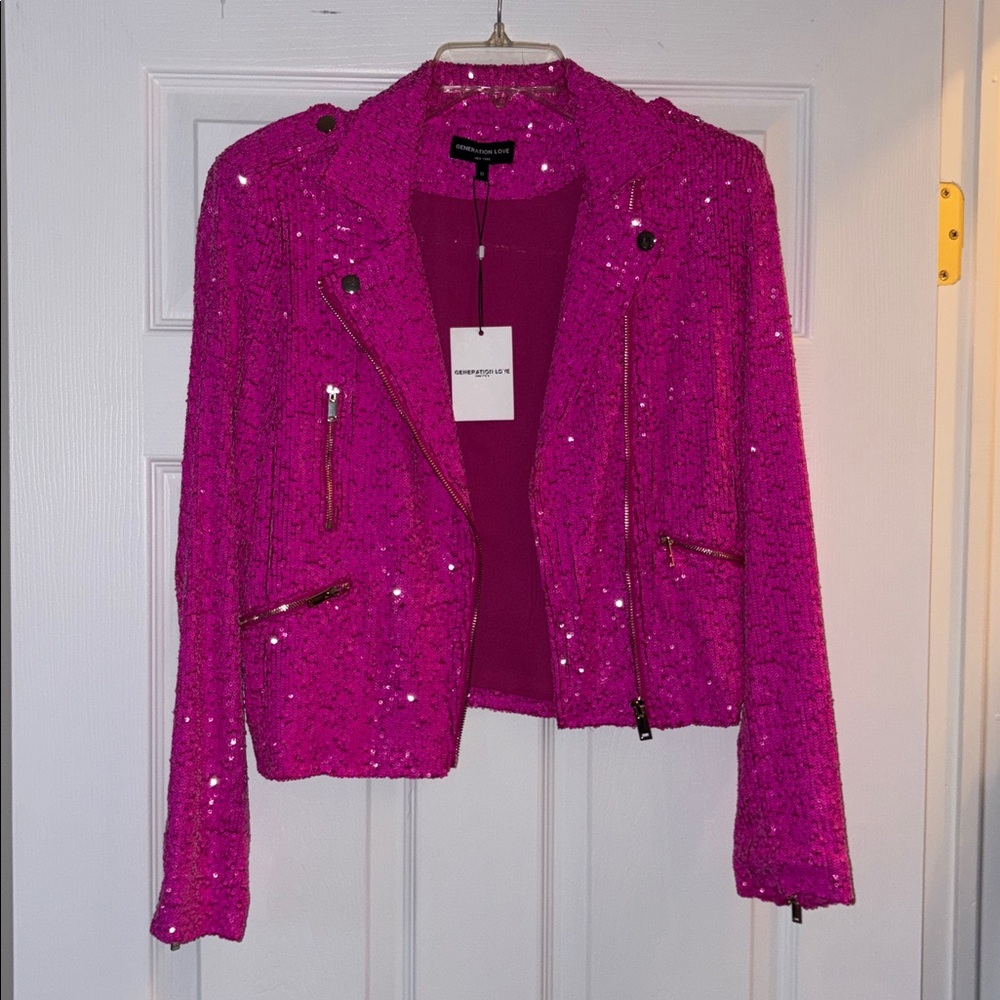 Generation Love Pink Sequin Bomber Jacket